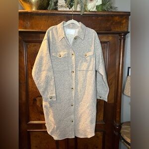 OAK + FORT Gray Button-Up Coat